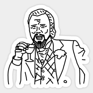 Laughing Leo Drinking Wine Memes Line Art Sticker